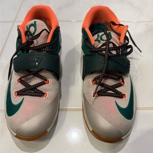 Nike mens Sneakers - “Easy money”, Kevin Durant Green, Orange & Gray 7Y =7M=9W